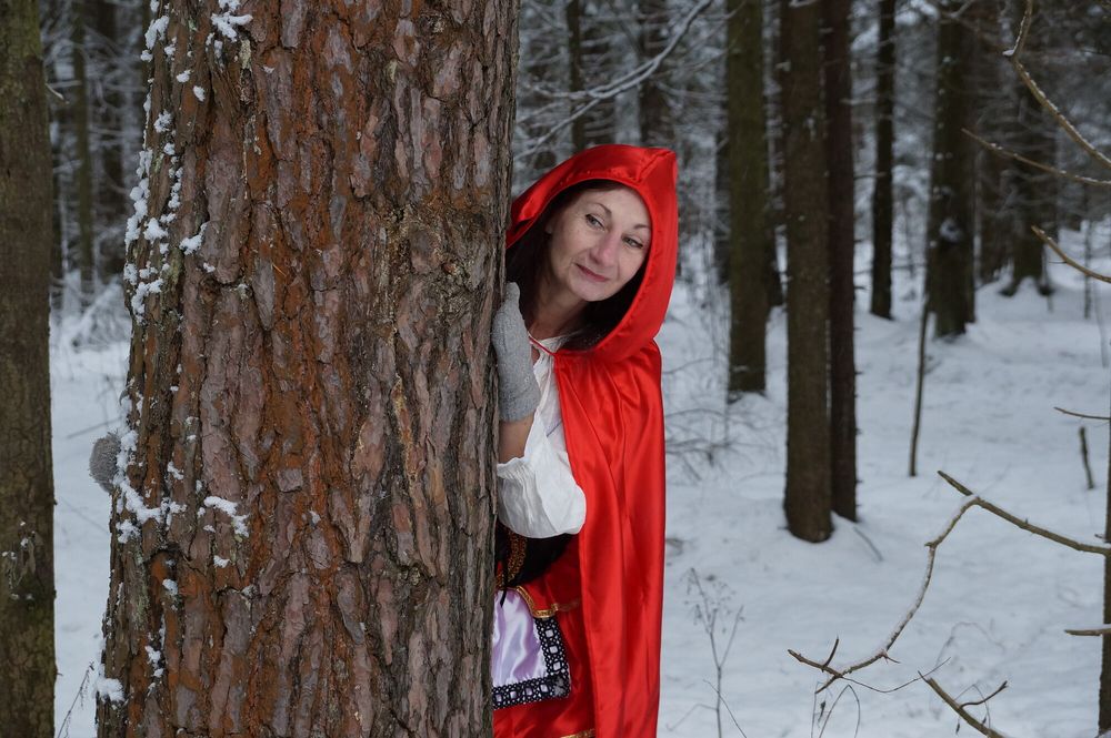 Little Red Riding Hood on a forest path #24