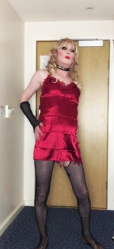 Skanky sissy in red dress #45