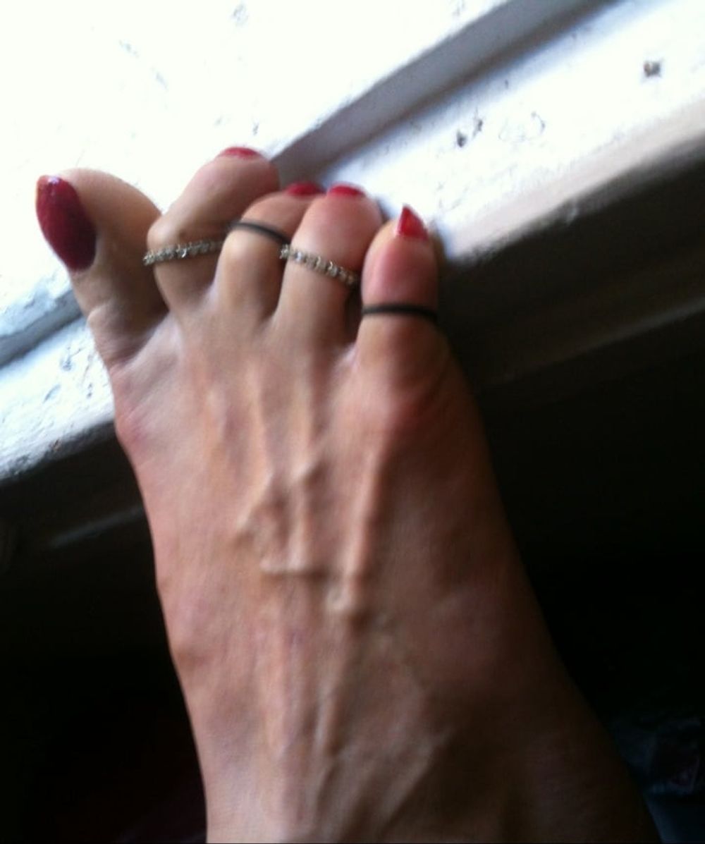 red toenails mix (older, dirty, toe ring, sandals mixed). #39