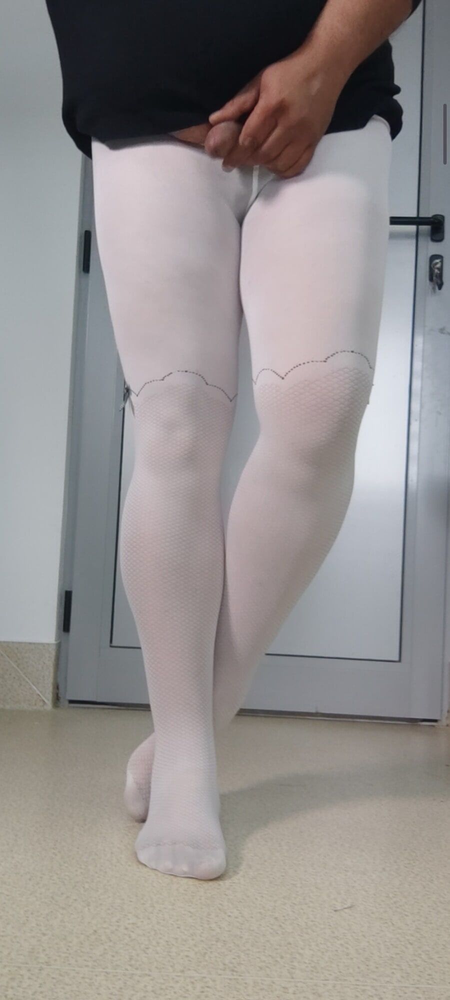 White pantyhose for teen is so sexy #6