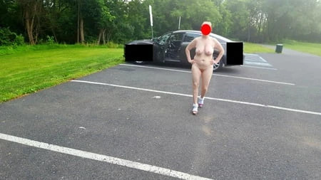 naked parking lot walk         