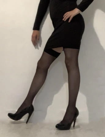 black dress and stockings         