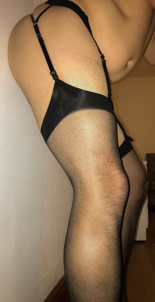 Crossdresser in lingerie, stockings, garters, pantyhose #46