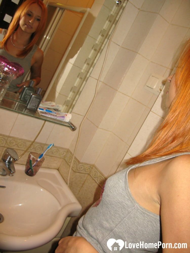 Redhead taking some hot selfies before showering #19