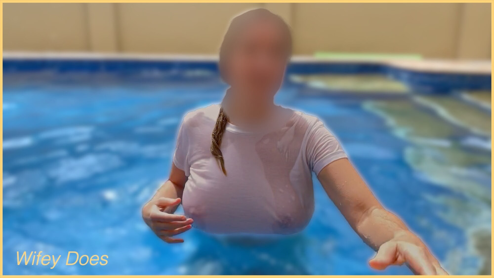Wifey wet shirt in the pool #9
