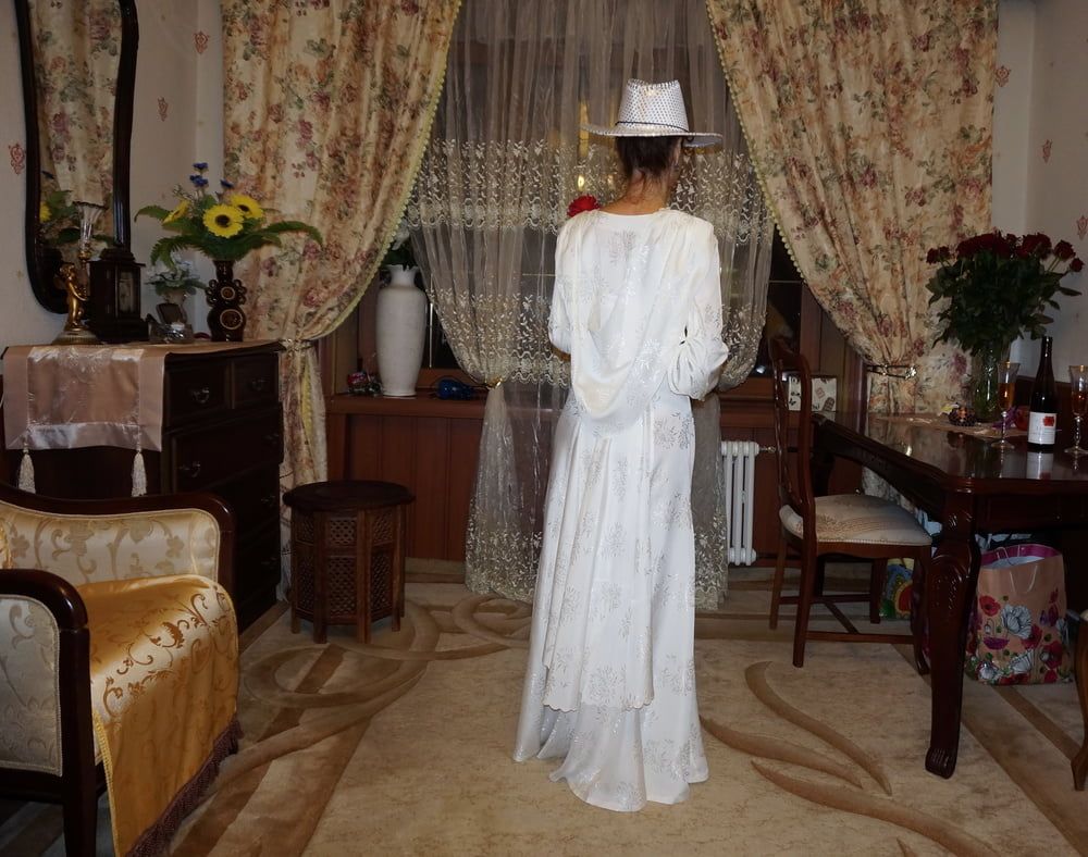 In Wedding Dress and White Hat #40