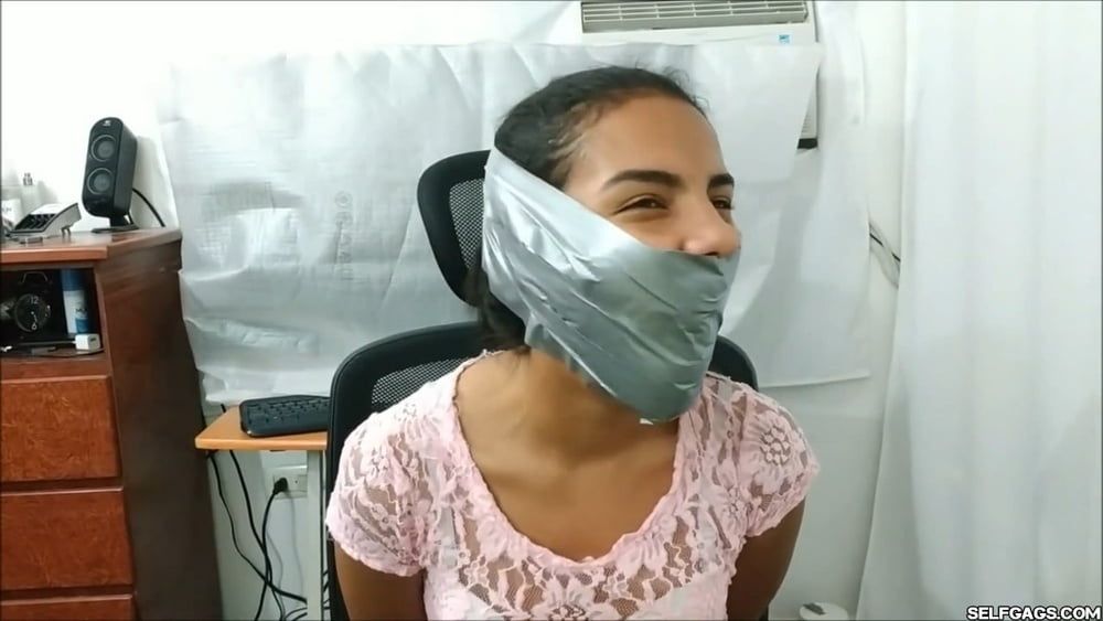 Petite Girl Silenced With BIG Tape Gag! - Selfgags #14