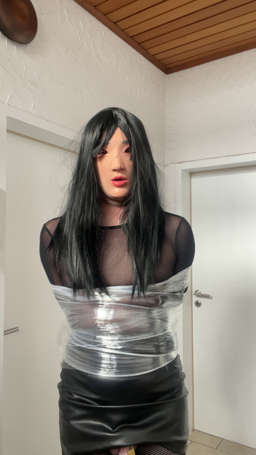 sissy gimp slave doll in leather and chastity #26