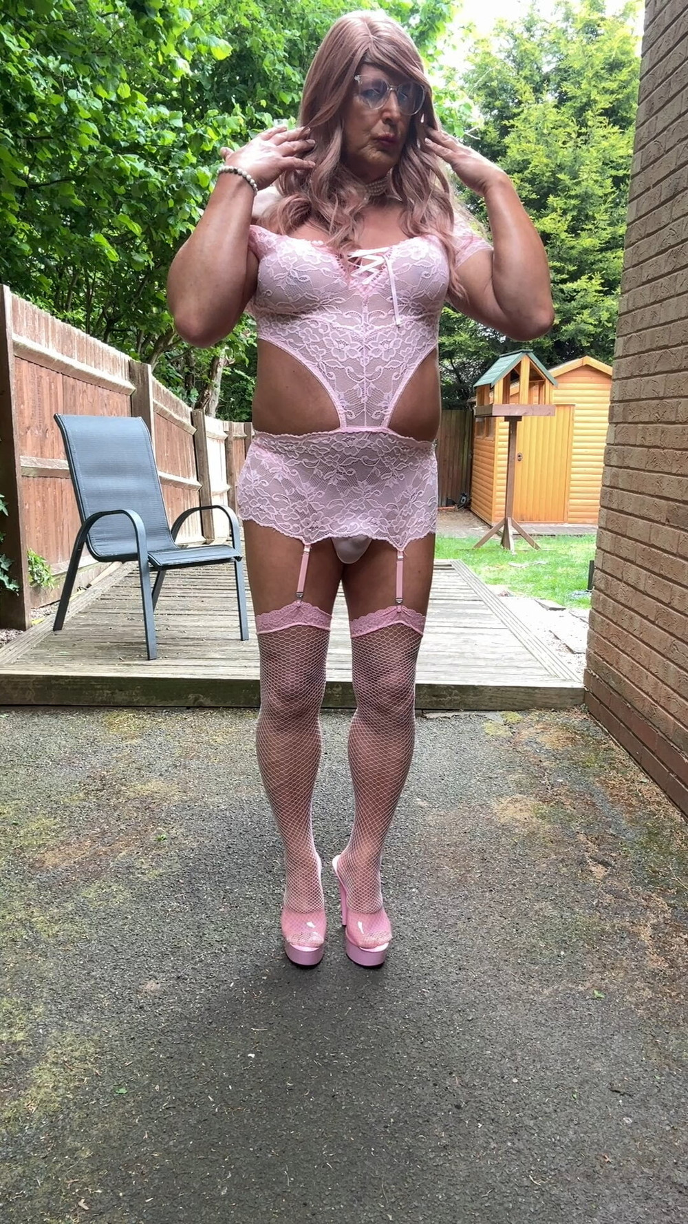 Sexy Crossdresser kellycd2022 in pink lace lingerie  #10