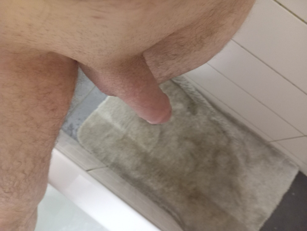 Naked with big and great cock in the bathroom #13