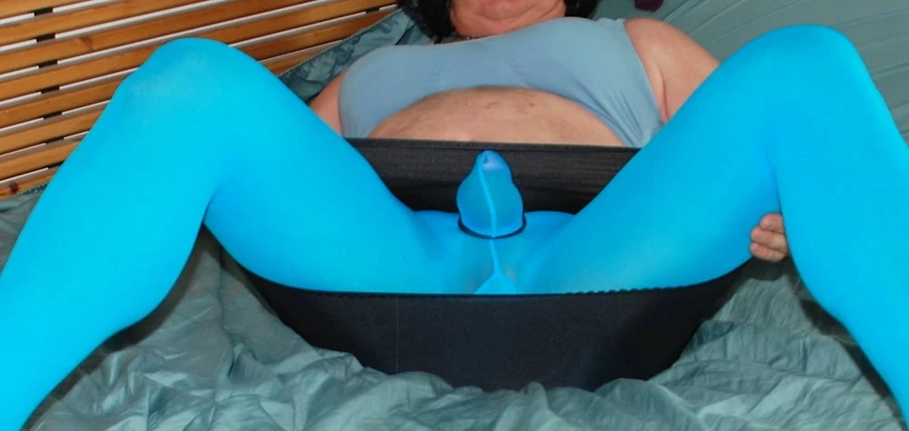 hot pantyhose blue nylon skirt #6