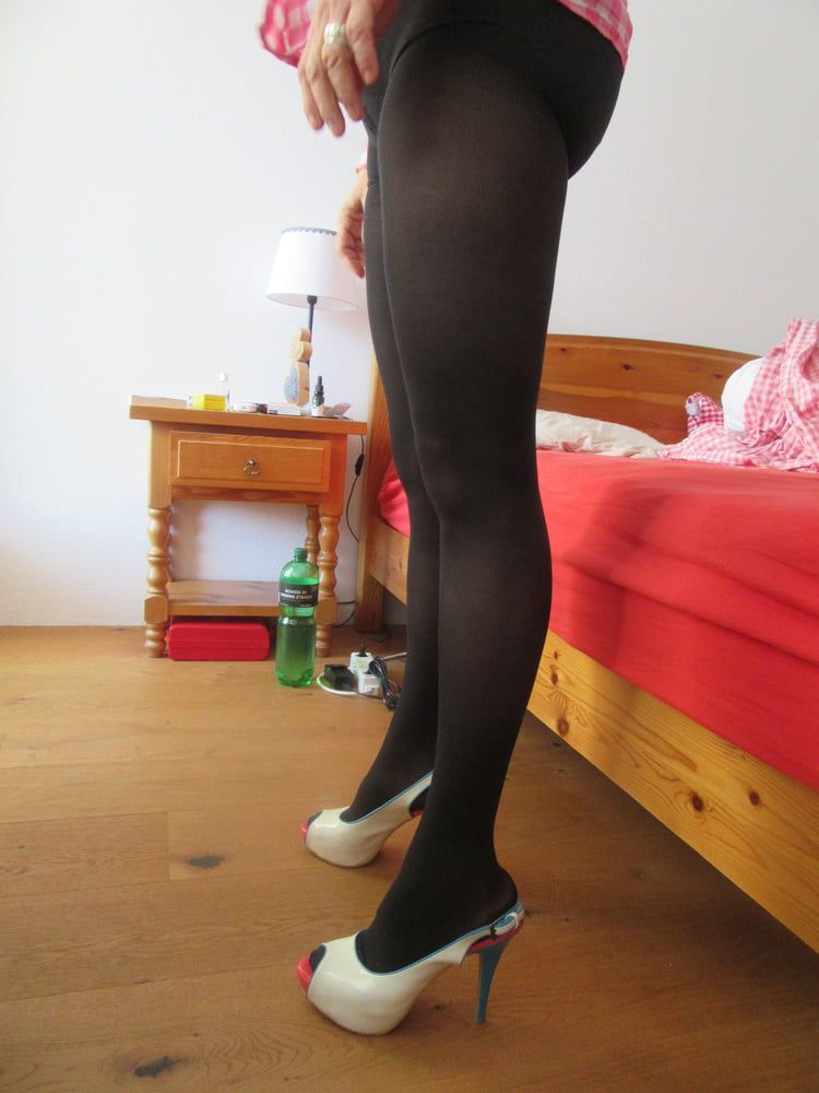 my wifes long legs with patent high heels #5