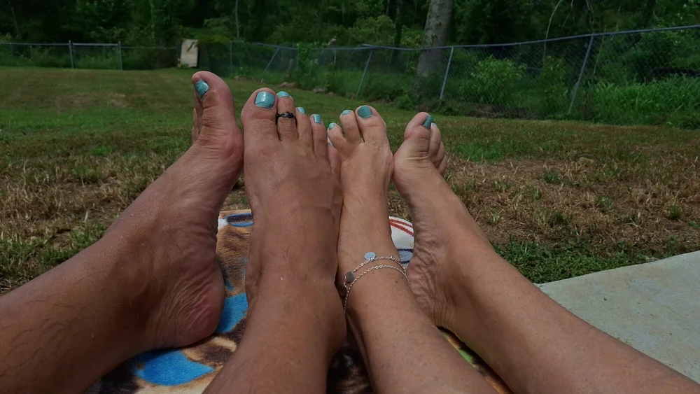 Relaxing outside getting a tan on our feet #3