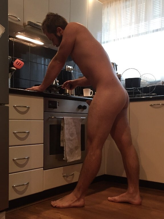 Caught naked and rock hard in the kitchen #9