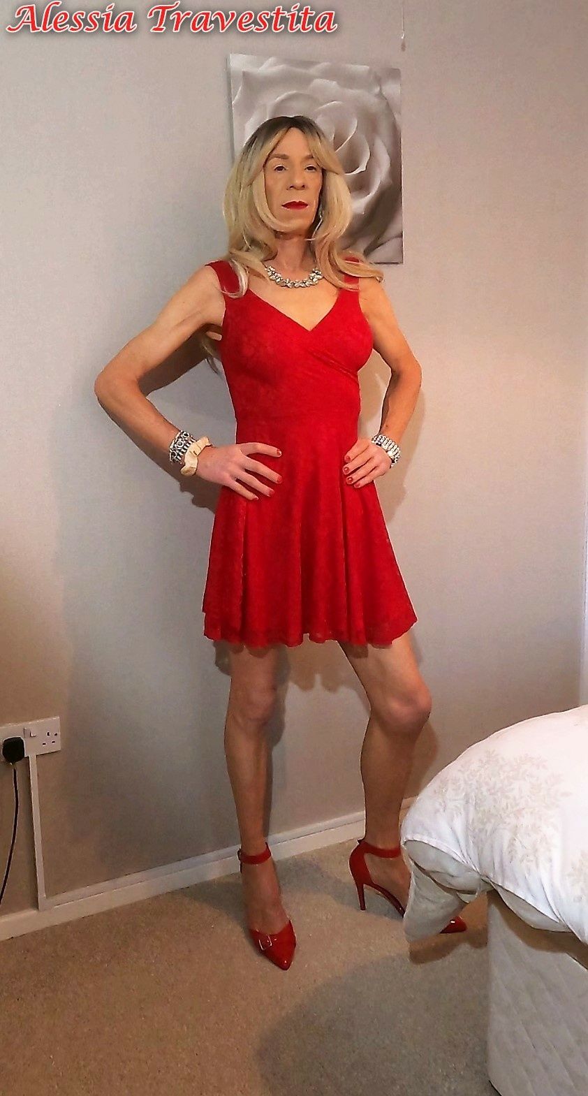 65 Alessia Travestita in Flirty Red Dress #38