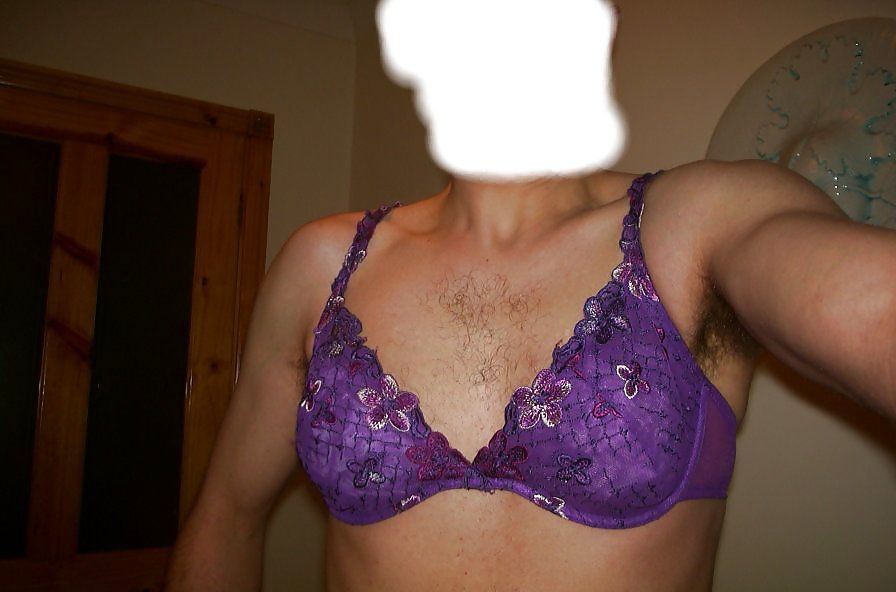 Me crossdressing in a neighbours bra and panties, 2009.