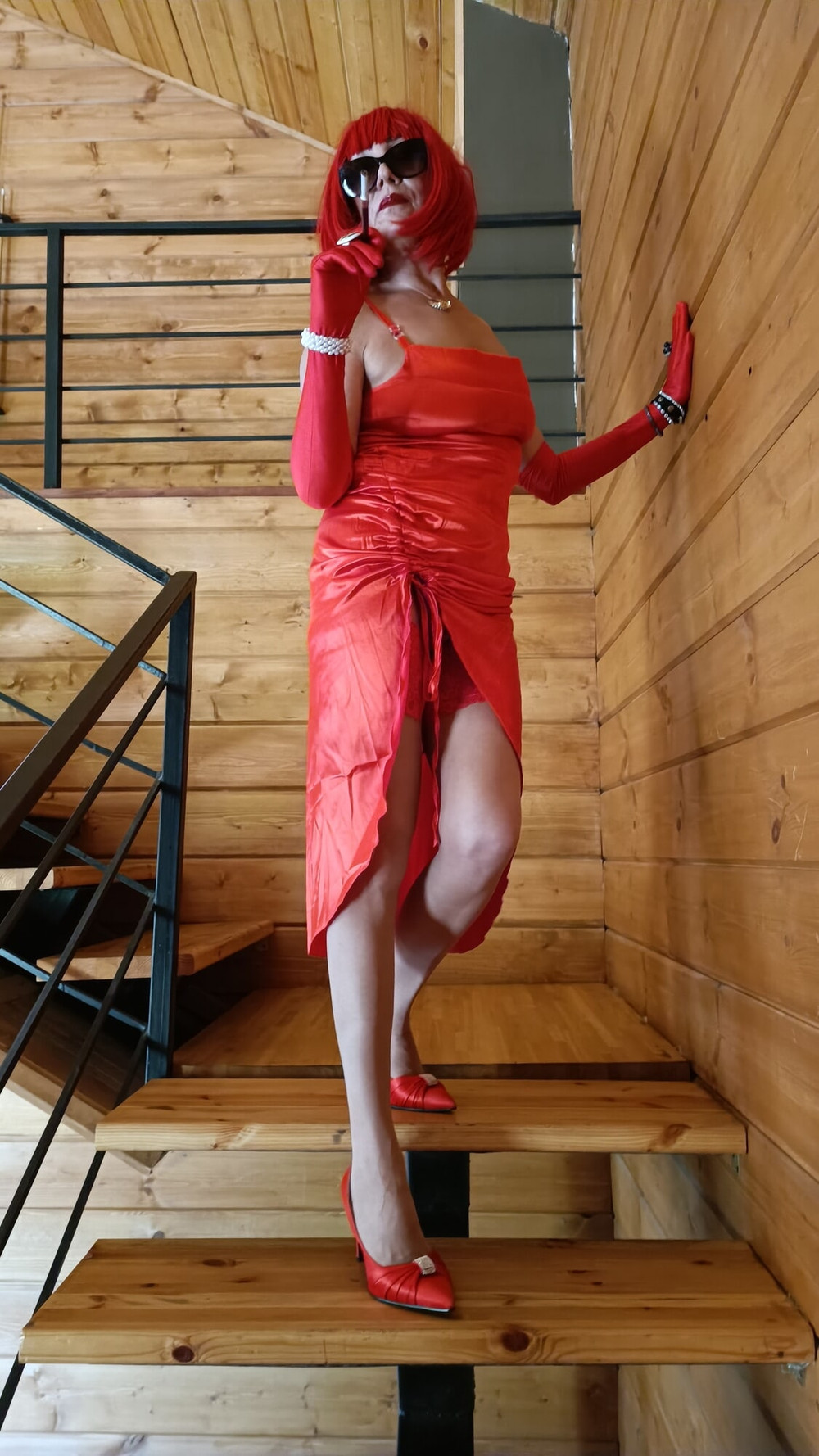 Glamour lady in red and mud #13