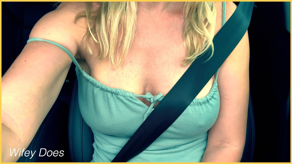 Wifey flashes her tits in the car #10