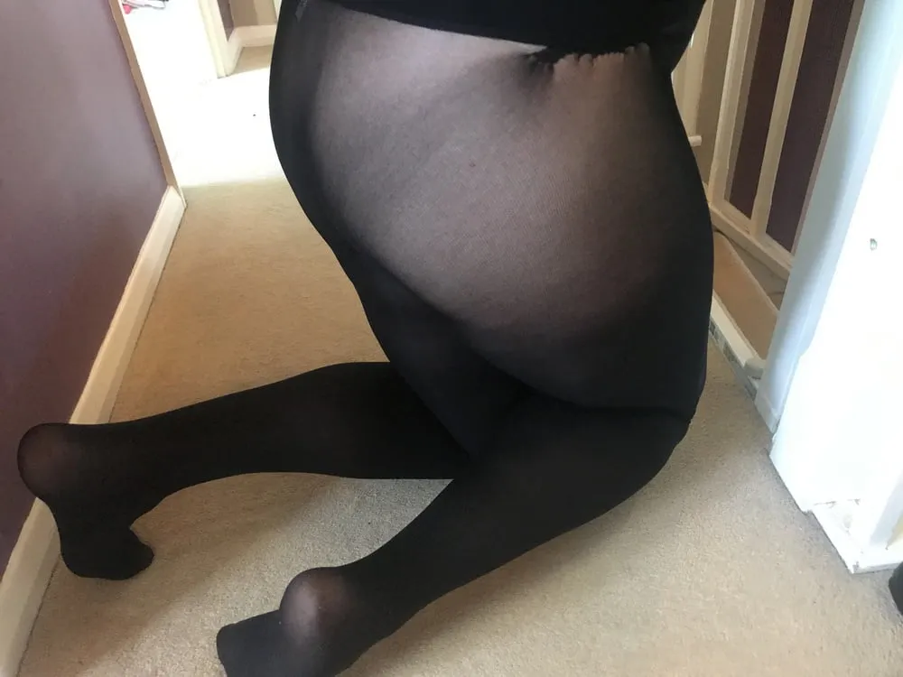 Black seamless tights & tight short skirt #12