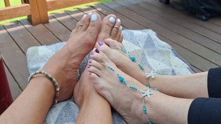 Barefoot footsie while wearing Barefoot sandals