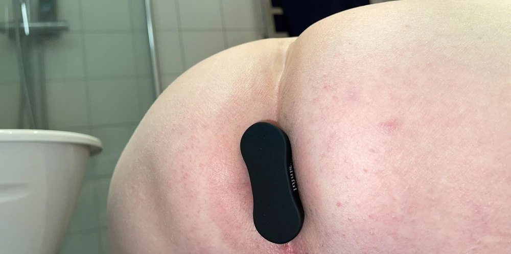 Tiny pink C.K thong and butt plug #23
