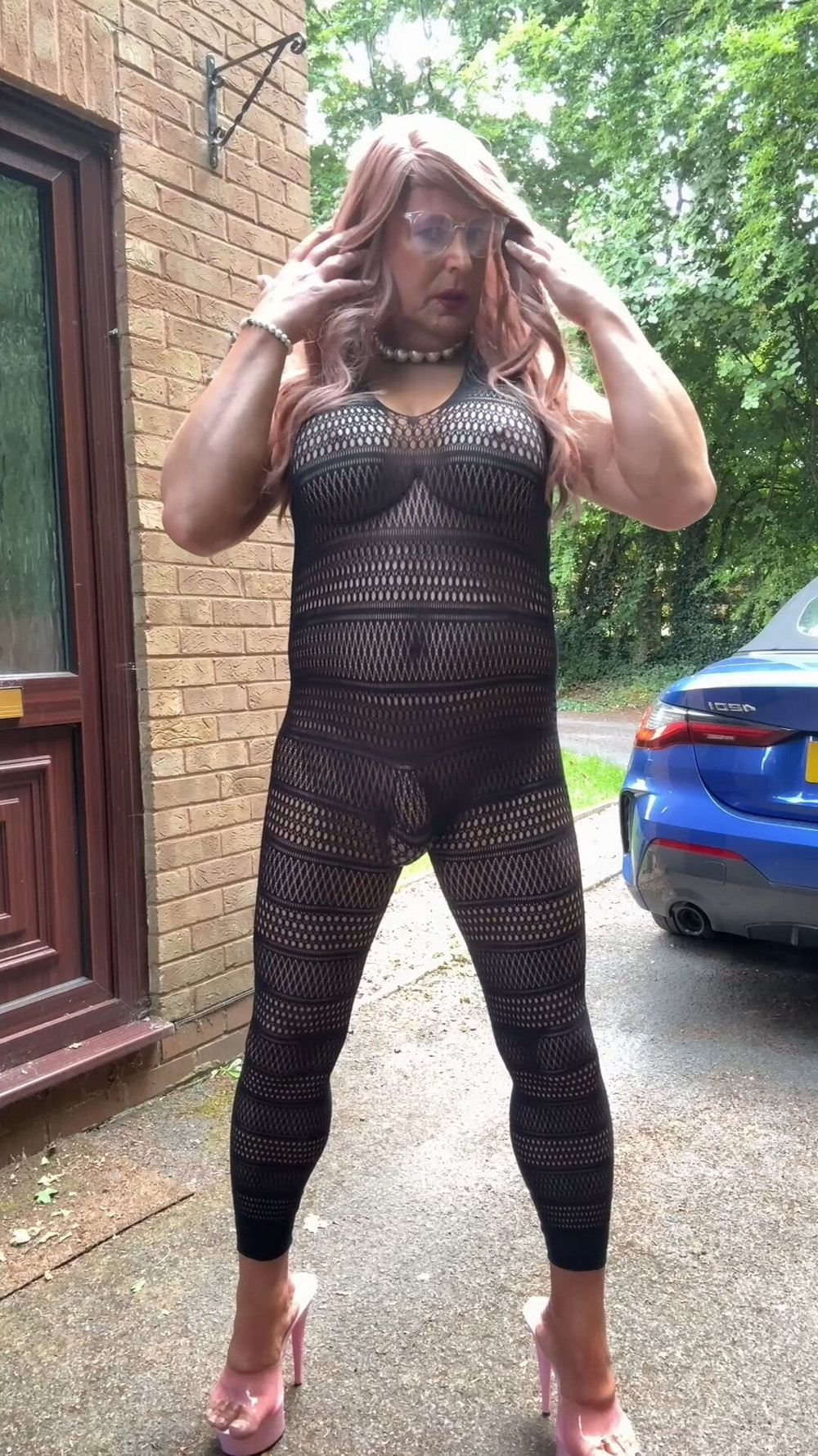 Sexy Crossdresser kellycd2022 in sexy black fishnet catsuit  #29