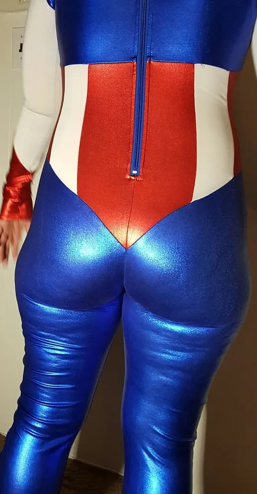 Lexi In A Shiny Spandex Superhero Costume