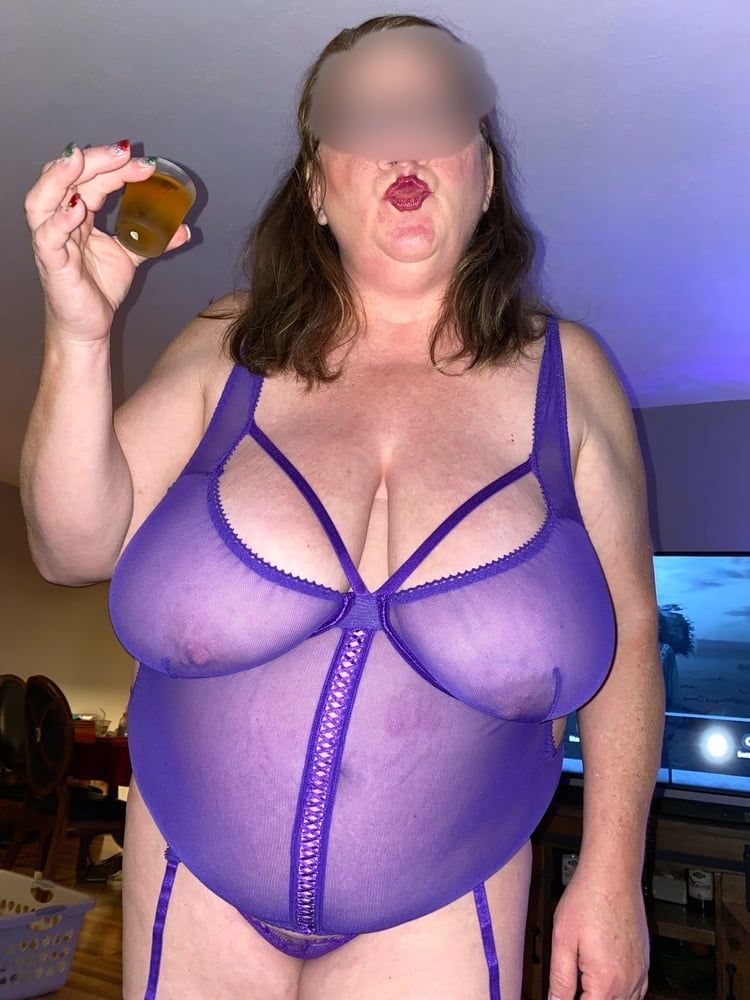 BBW wife in purple lingerie #9