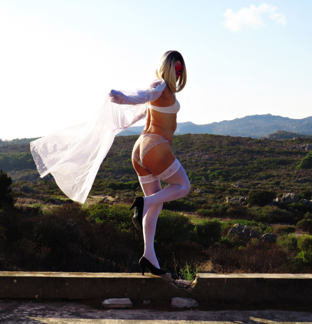 Sexy bride in white stockings sticks out her sexy ass #52