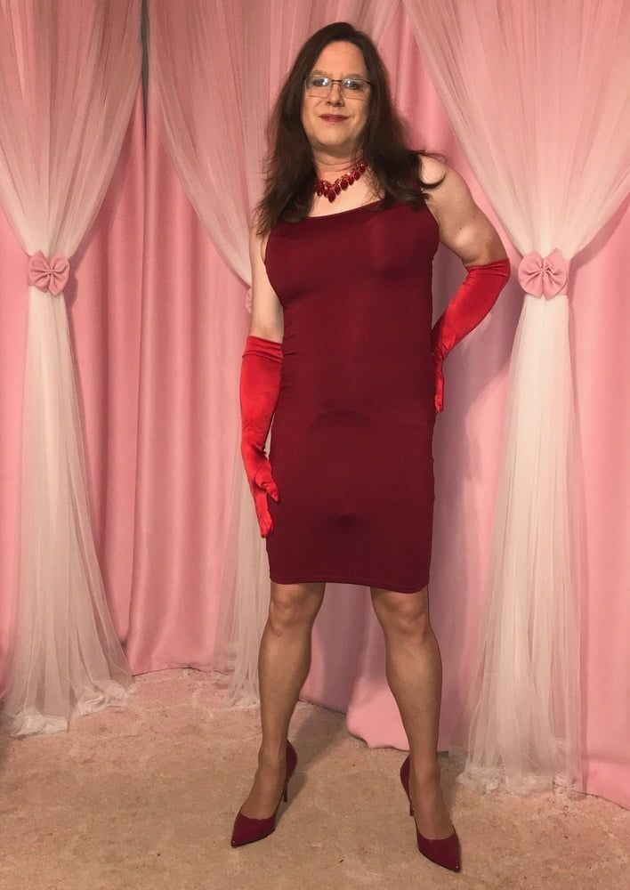 Joanie - Wine Red Pencil Dress #2