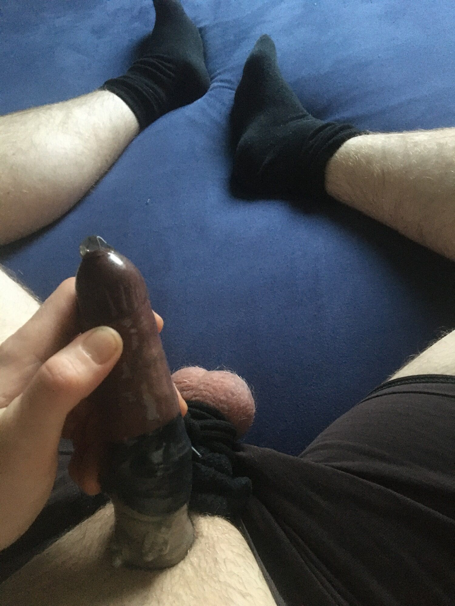 Shaved Bound Dick And Balls With Condom Sock Fucking #33