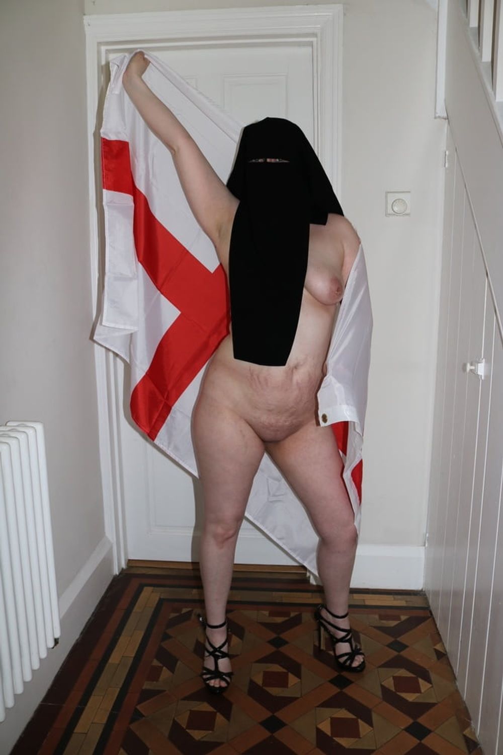 Wearing Niqab and England Flag #16