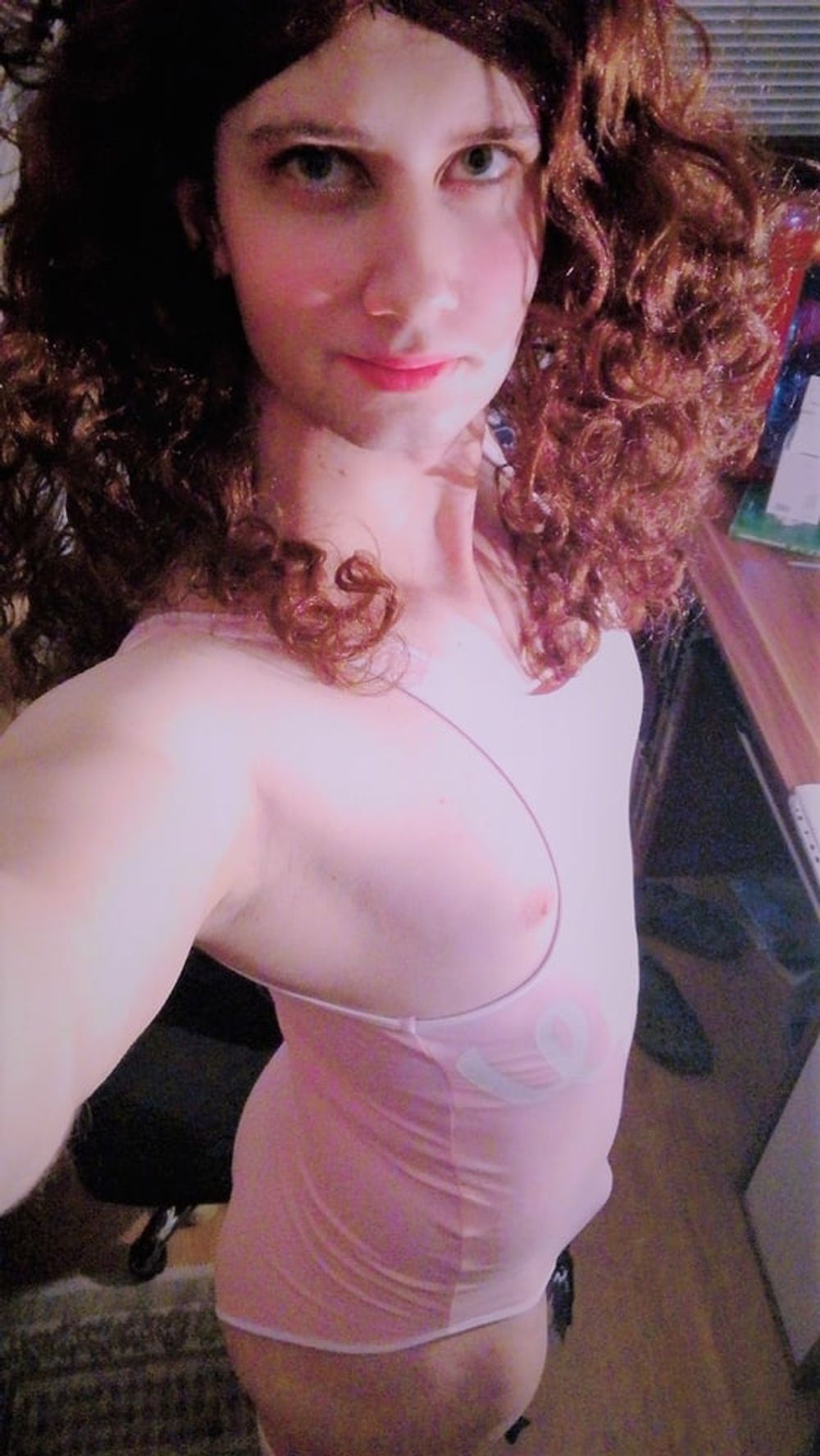 Sissy pink lady with chestnut locks #2