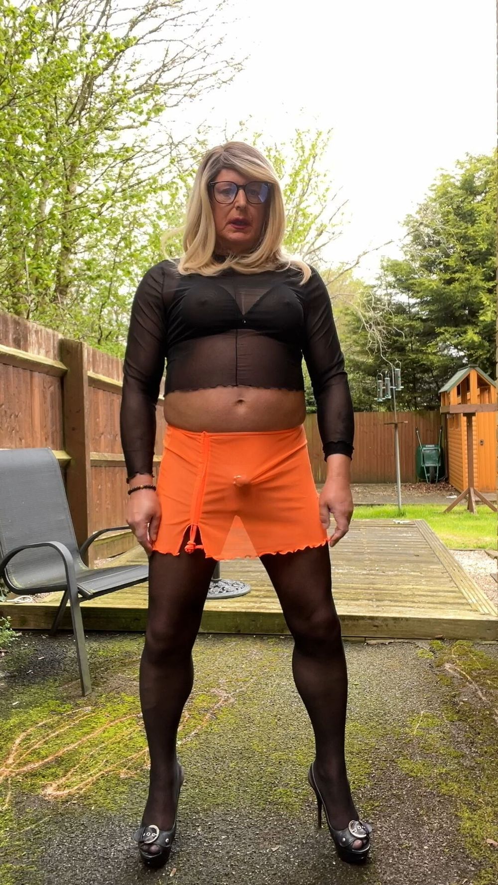 Amateur crossdresser Kellycd2022 in sexy black seamless hose #29