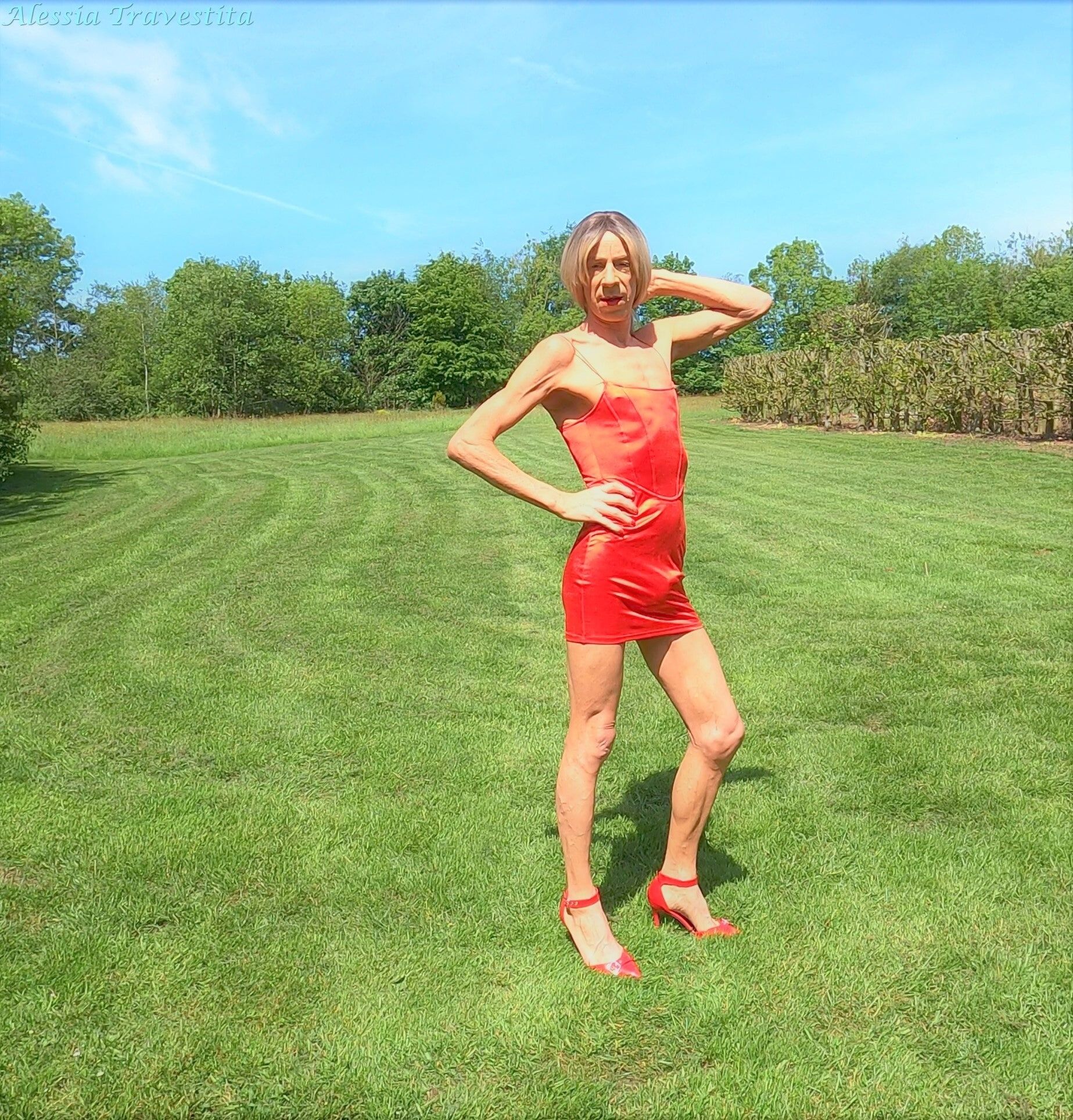 89 Alessia Travestita Red Silk Dress in Country #14