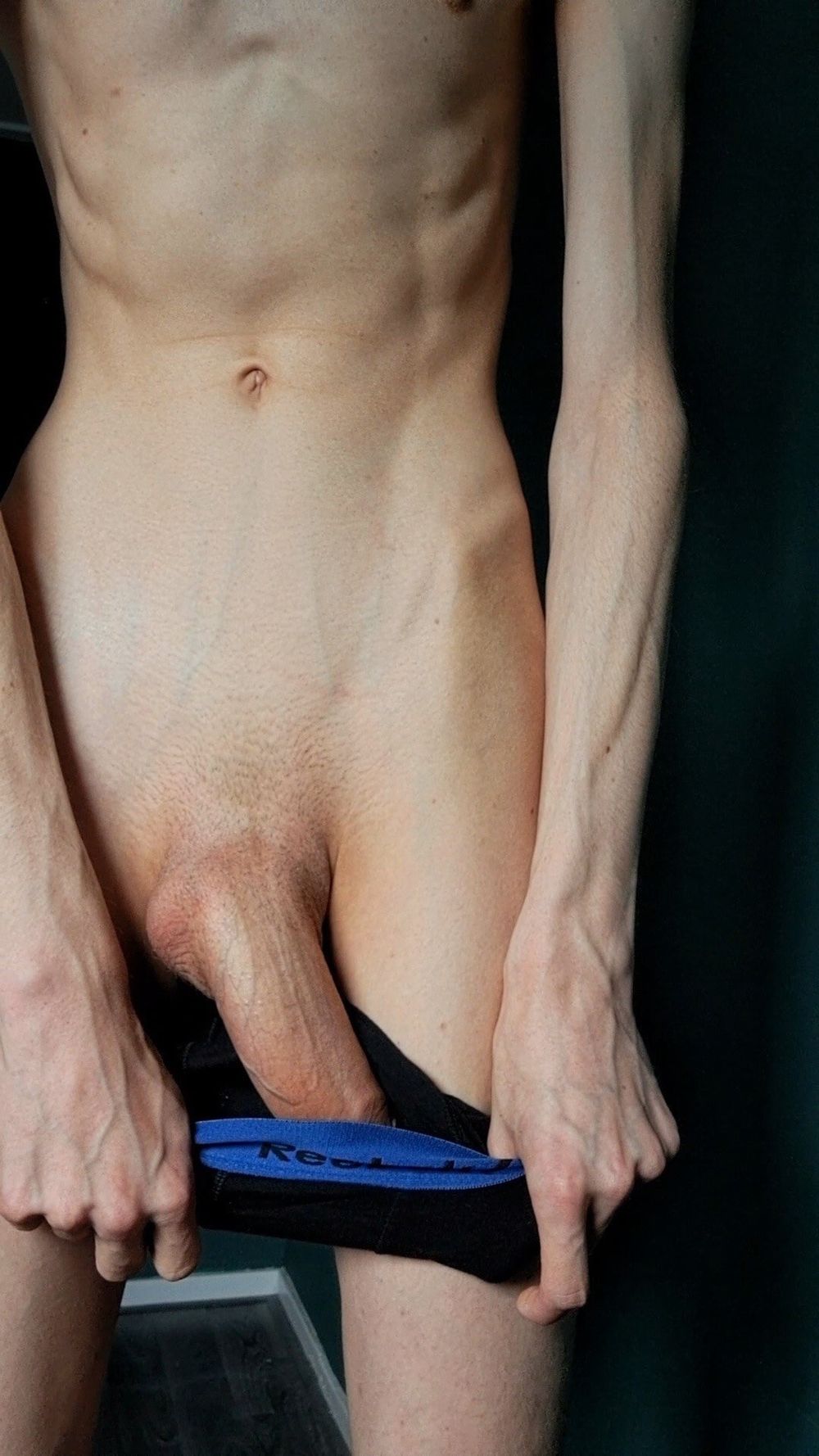 Skinny Twink Shows His Big Uncut Cock #5