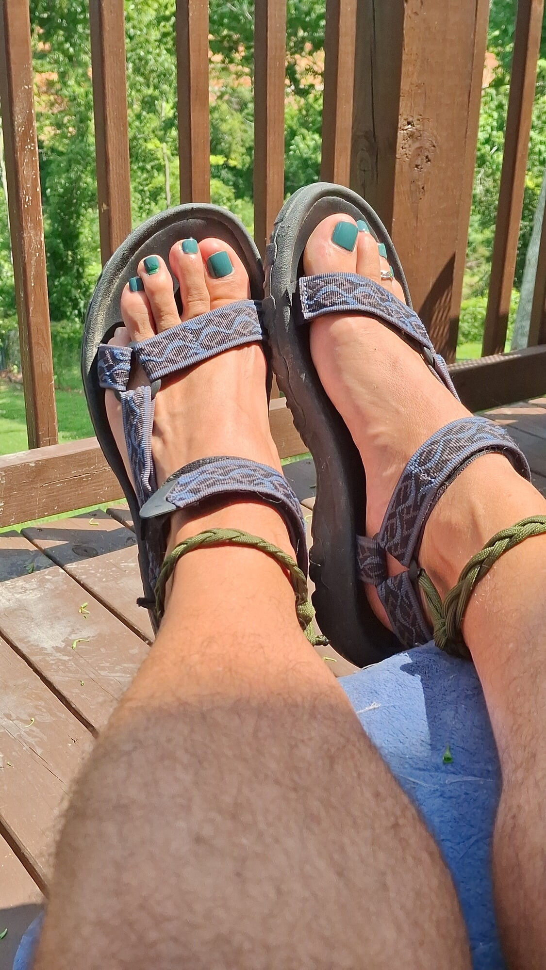My handsome male feet with painted toes in sandals  #3