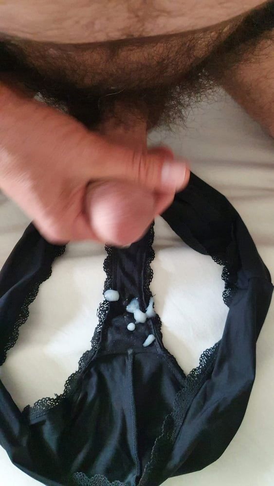 Cum on used Black panties #13