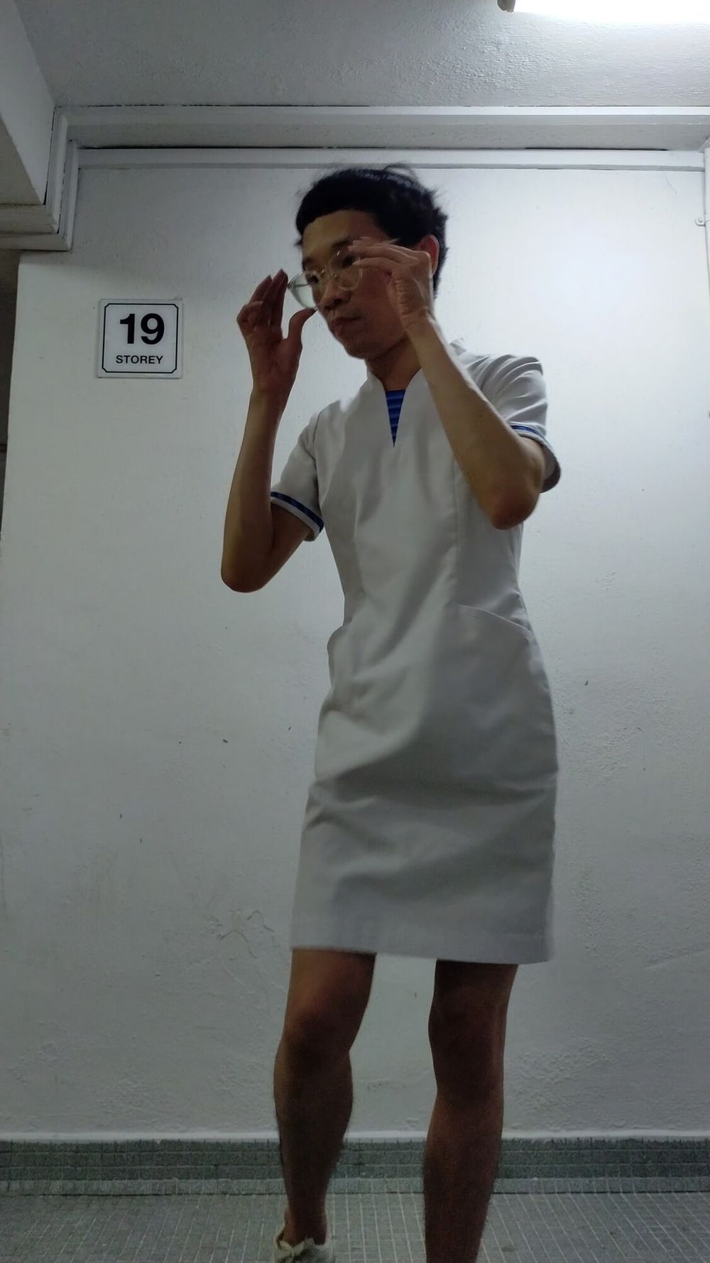 Secretly wearing a random woman&#039;s nurse dress. #2