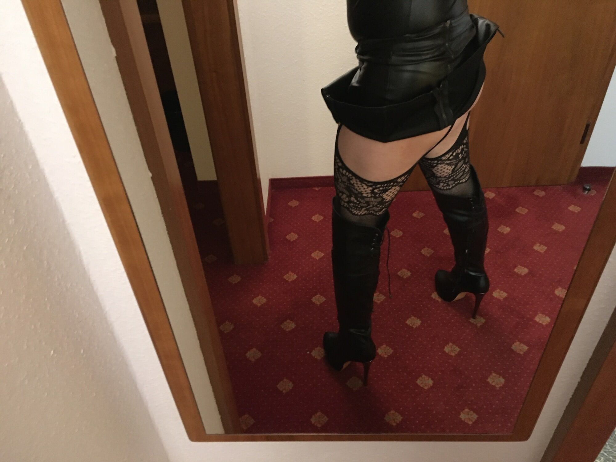Sissy in overknees and leather #7