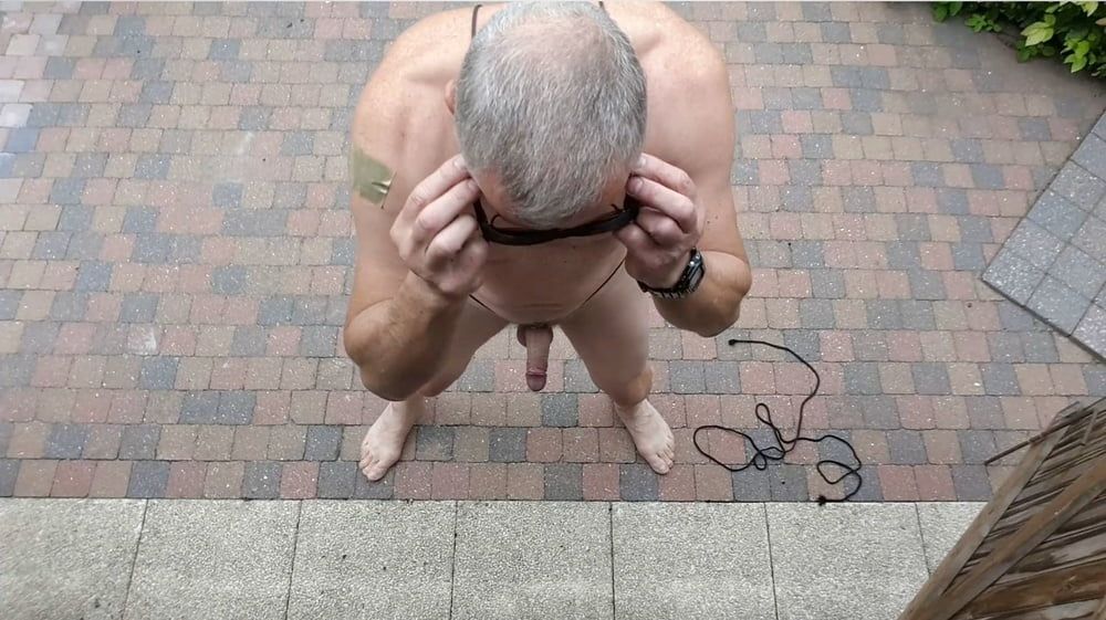 public outdoor exhibitionist bondage jerking show #4