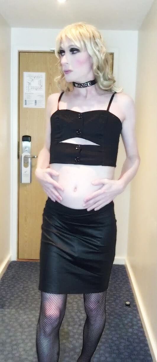 Sissy Crossdresser In Black Slut Outfit Posing  #44
