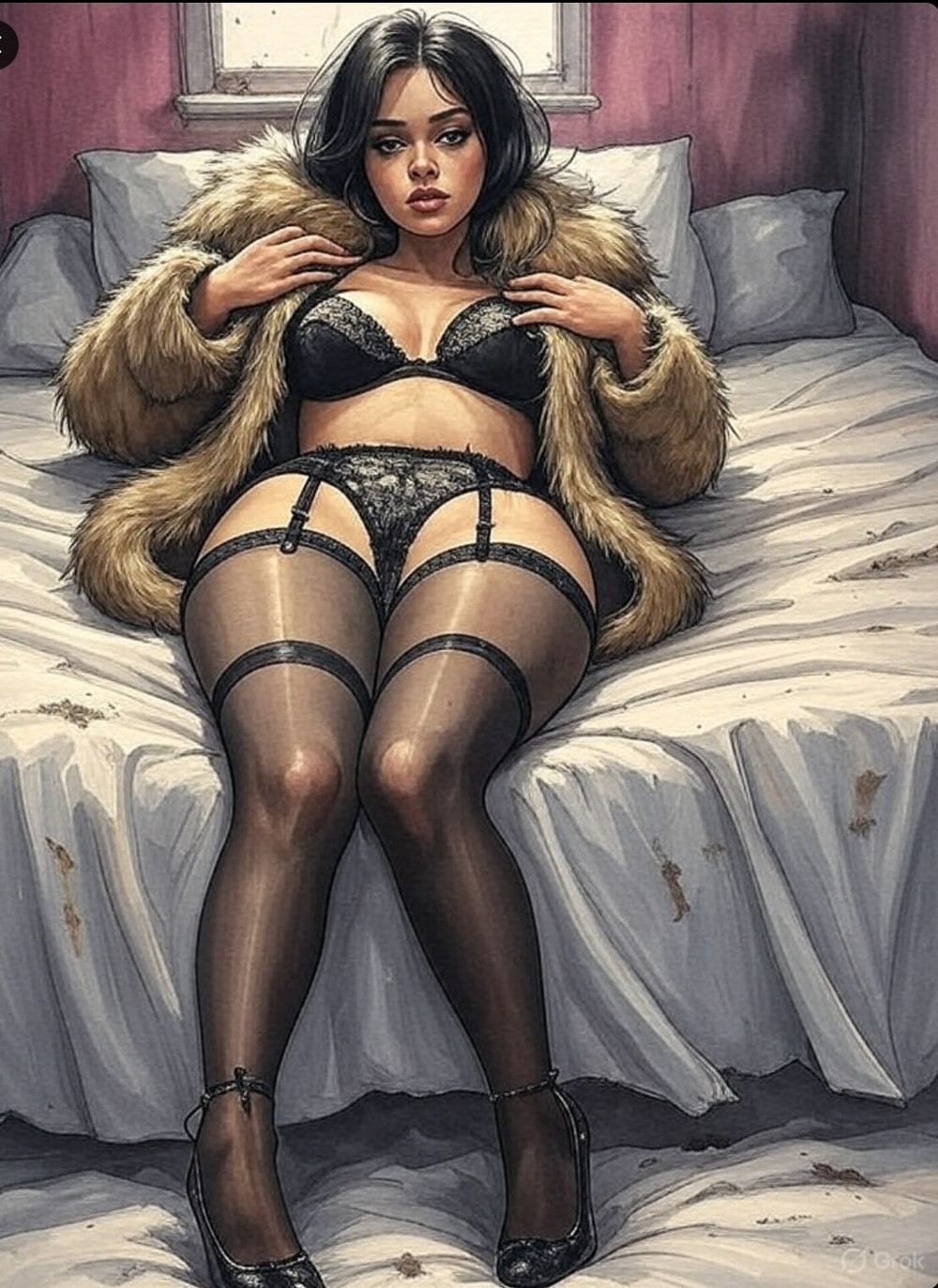 Pixwhores Experimental: Fur Coat & Knickers #12
