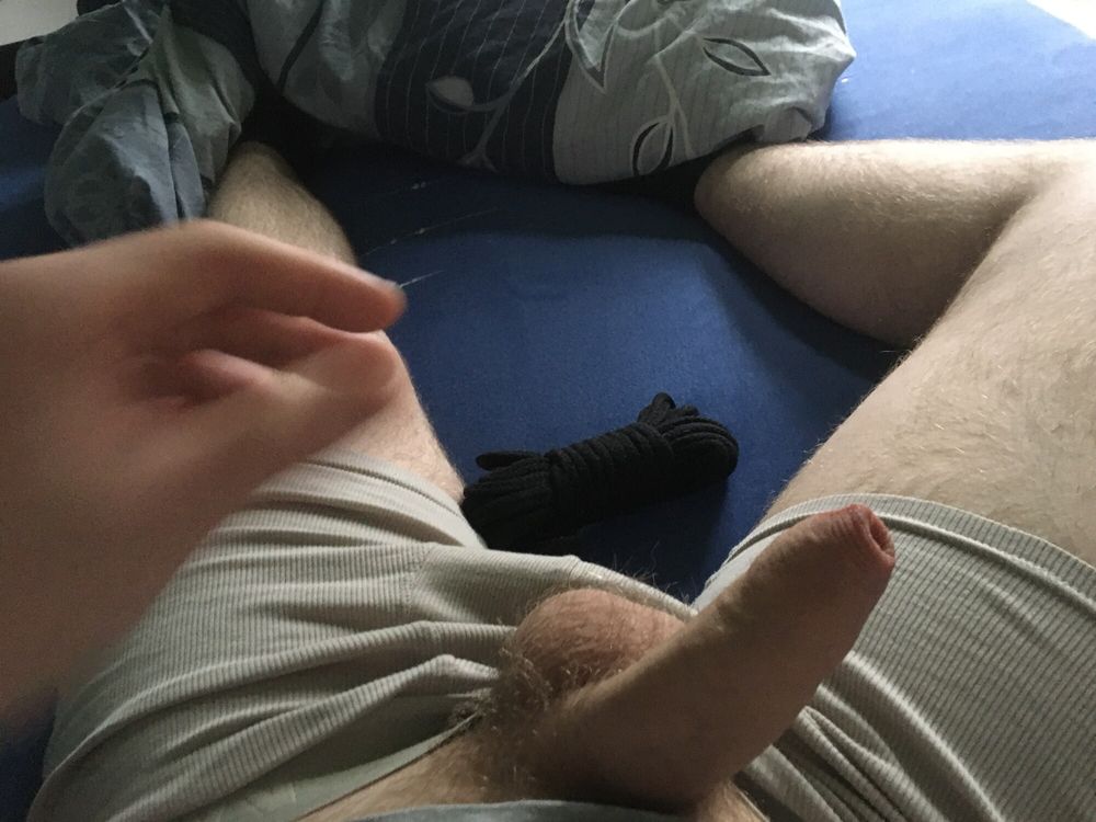 Hairy Cock And Balls Bound With Long Cord  #12