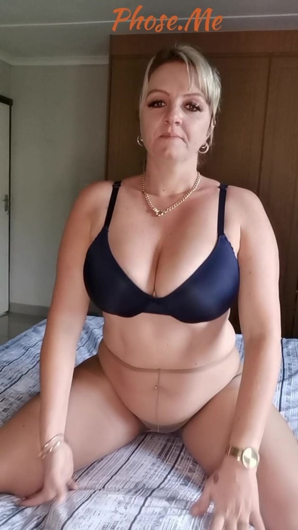 BBW Milf IN Sheer Pantyhose and Panties On Bed