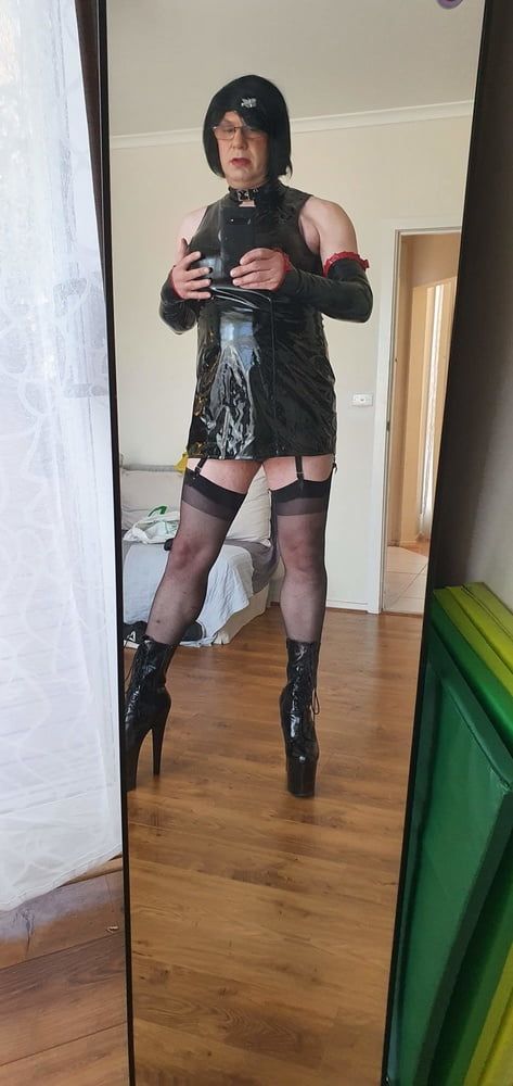 Slutty Rachel Latex in PVC Black Dress #21