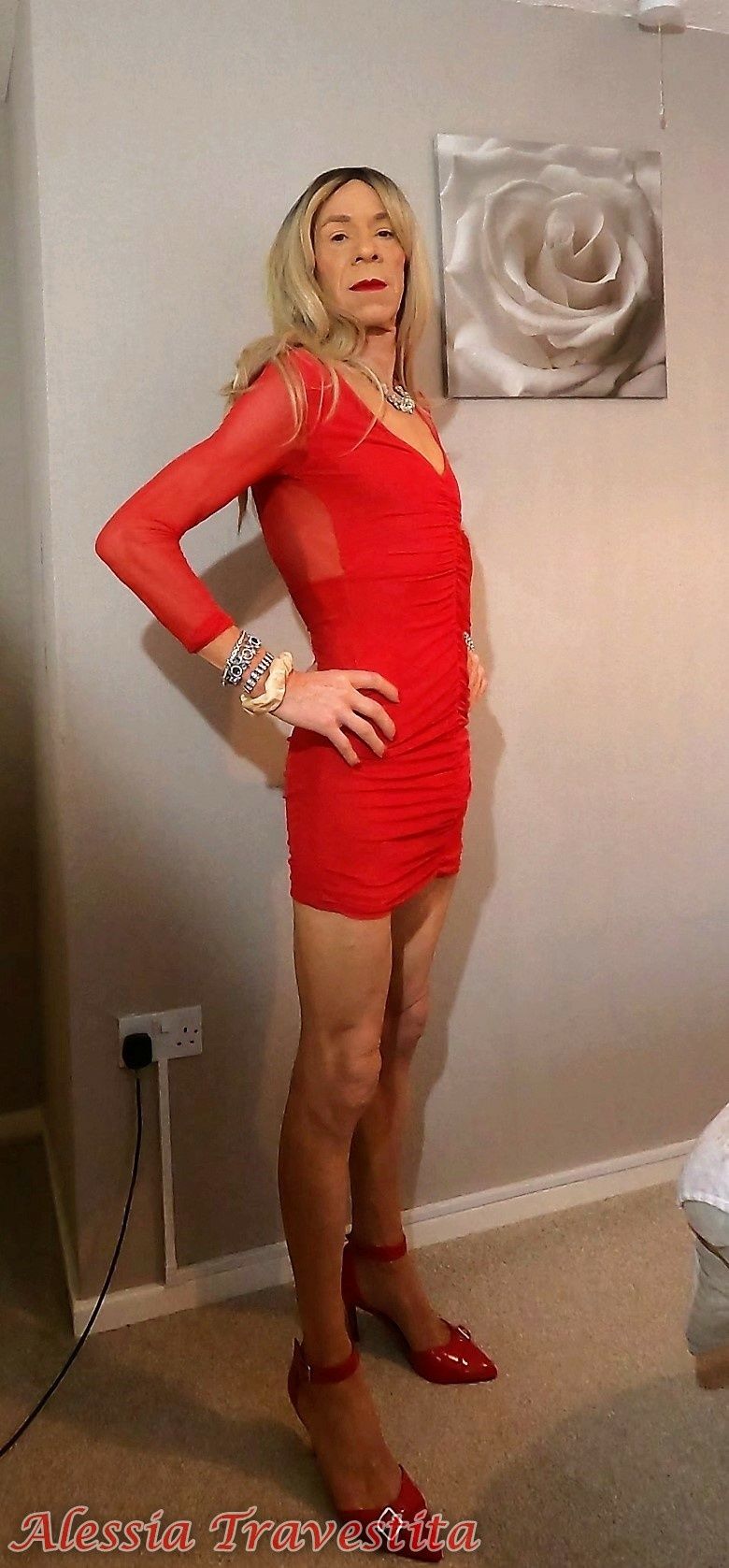64 Alessia Travestita in Sheer Red Dress #20