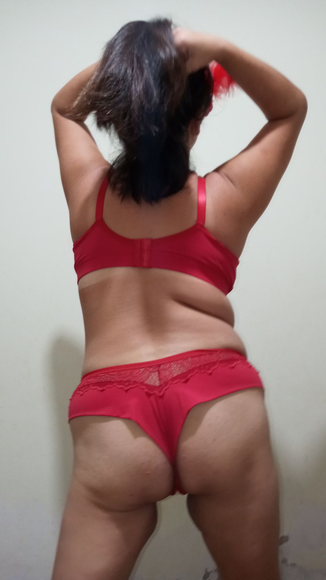 MY VERY SEXY AND HOT RED LINGERIE VERY WET #5