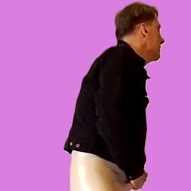 Handjob through white vinyl leggings (pink version) #9