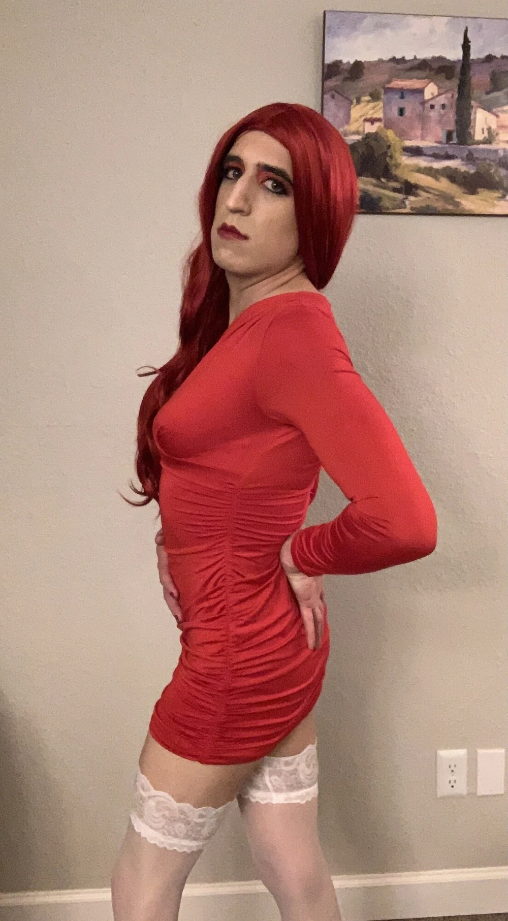 Sissy Crossdresser Ruby Renee in Sexy Red Dress #5
